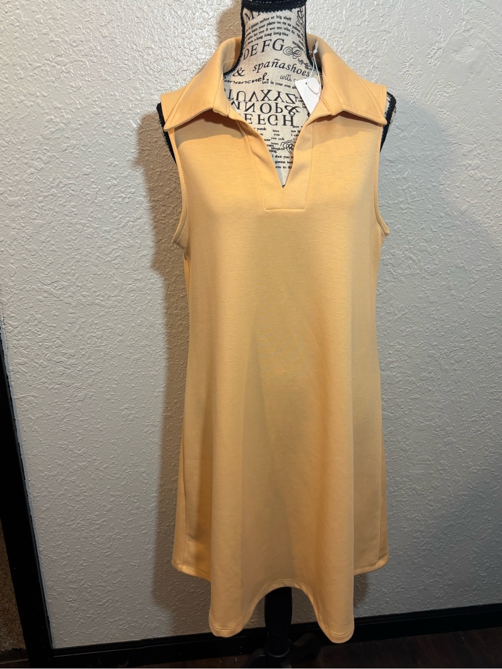Sleeveless Polo Mini Dress in Pale Yellow